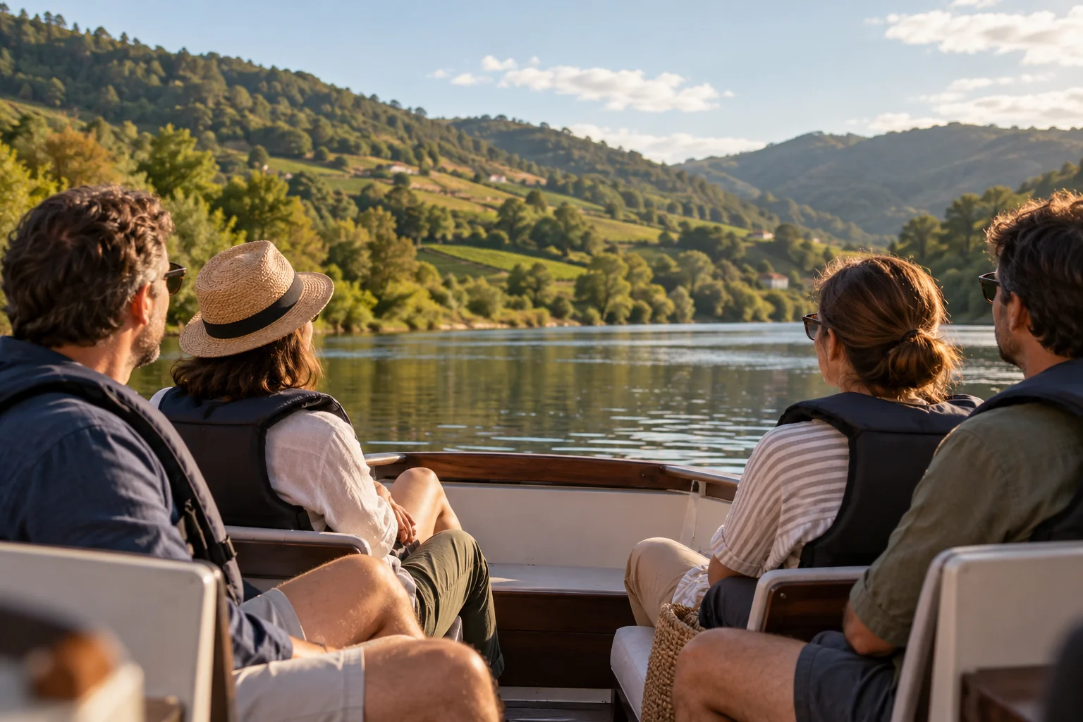 Escena ilustrativa de un paseo en barco, generada con IA