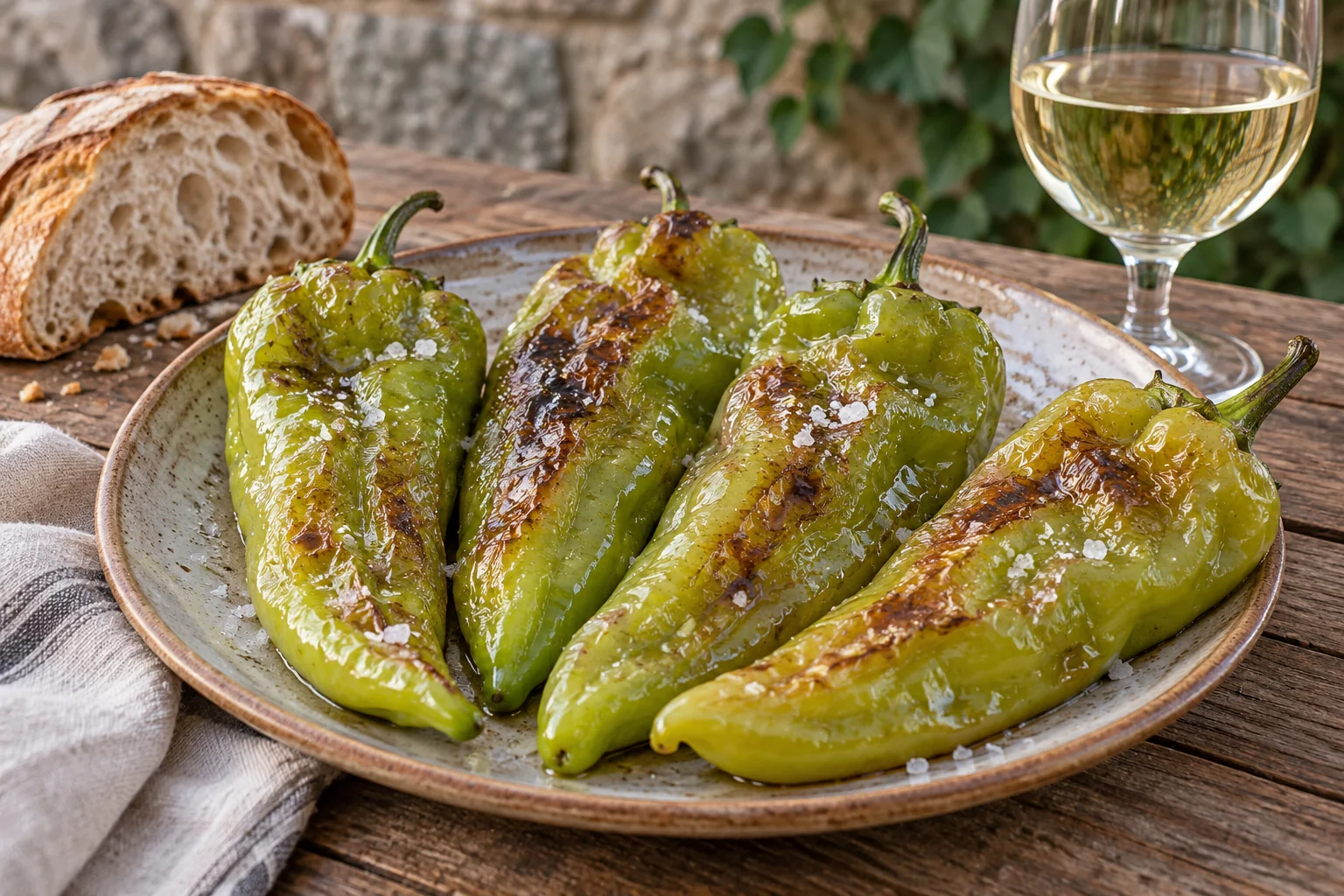 Escena ilustrativa de pimientos fritos, generada con IA
